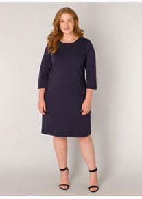 Etuikleid Base Level Curvy "Addy", Damen, Gr. 48, N-Gr, blau (navy dunkelblau), Rippware, Obermaterial: 65% Viskose, 30% Polyamid, 5% Elasthan, unifarben, Basic, k&ouml;rpernah kniebedeckend, Rundhals, Kleider Etuikleid, in formstabilem Viskosemix