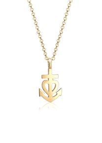 Kette mit Anh&auml;nger Elli "Halskette Anker Herz Kreuz 925 Sterling Silber" Gr. 45, gold, Halsketten, Damen, ohne Stein, Silber 925 (Sterlingsilber), Kette mit Anh&auml;nger