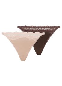 Tanga Dorina "Origins Shiny Micro", Damen, Gr. XL, pink, braun, Spitze, Obermaterial: 74% Polyamid, 26% Elasthan, Unterhosen Tanga