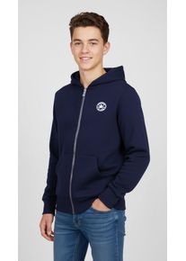 Kapuzensweatjacke Converse "CNVB FLEECE CTP CHEST CORE FZ", Jungen, Gr. 128, schwarz (obsidian), Sweatware, Obermaterial: 60% Baumwolle, 40% Polyester, normal, eingesetzt B&uuml;ndchen krempelbar, Sweatjacken Kapuzensweatjacke, f&uuml;r Kinder