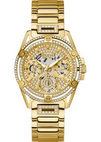 Multifunktionsuhr Guess "QUEEN", gold (goldfarben), Armbanduhren, Damen, Multifunktionsuhr, Armbanduhr, Quarzuhr, Damenuhr