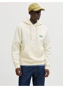 Jack & Jones Kapuzensweatshirt JACK & JONES "JORGREENE BRANDING SWEAT HOOD CH", Herren, Gr. XL, antique wei&szlig;, angeraute Sweatware, Obermaterial: 60% Baumwolle, 40% Polyester, bedruckt, relaxed fit, Rippb&uuml;ndchen, Sweatshirts Kapuzensweatshirt