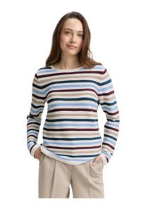 Rundhalspullover Tom Tailor "Regular", Damen, Gr. S (36), teal color, Strick, Obermaterial: 100% Baumwolle, gestreift, regular fit normal, U-Boot-Ausschnitt, Pullover Rundhalspullover, aus Rippstrick