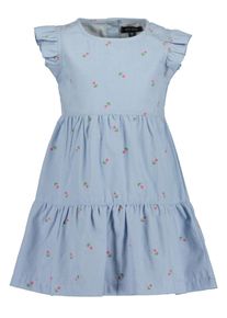 Sommerkleid Blue Seven, M&auml;dchen, Gr. 98, N-Gr, blau (jeansblau orig), Web, Obermaterial: 100% Baumwolle, gebl&uuml;mt, regular fit knielang, Rundhals, Kleider Sommerkleid