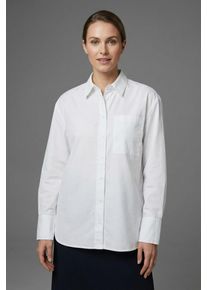 Langarmbluse comma, Damen, Gr. 46, wei&szlig;, Web, Obermaterial: 98% Baumwolle, 2% Elasthan, unifarben, l&auml;ssig geschnitten h&uuml;ftbedeckend, Rundhals, 1-Knopf-Manschette, Blusen Langarmbluse, mit Stretch