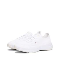 Slip-On Sneaker Tommy Hilfiger "TH KNIT RUNNER", Damen, Gr. 40, wei&szlig;, Textil, unifarben, Schuhe Slip-On Sneaker, Freizeitschuh, Halbschuh, Schn&uuml;rschuh mit gestickter Logoflag