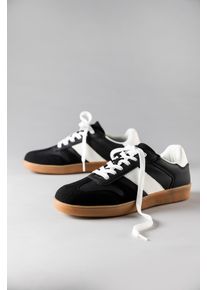 Sneaker ANISTON SHOES, Damen, Gr. 37, schwarz-wei&szlig; (schwarz, wei&szlig;), Lederimitat, Schuhe Sneaker, Freizeitschuh, Halbschuh, Schn&uuml;rschuh - NEUE KOLLEKTION