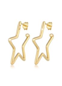 Paar Ohrstecker Elli "Ohrringe Creolen Stecker Stern Astro Filigran 925 Silber" Gr. 29, gold, Ohrringe, Damen, ohne Stein, Silber 925 (Sterlingsilber), Paar Ohrstecker