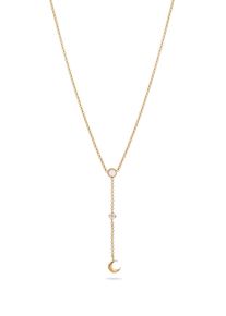 Y-Kette Elli "Halskette Y-Kette Halbmond Regenbogen Mondstein 925 Sterling Silber" Gr. 40, gold, Halsketten, Damen, Silber 925 (Sterlingsilber), Y-Kette