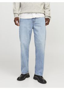 Jack & Jones Loose-fit-Jeans JACK & JONES "JJIEDDIE JJCOOPER AM 068 NOOS LID", Herren, Gr. 33, L&auml;nge 32, blau (blau denim), Denim/Jeans, Obermaterial: 100% Baumwolle, Abriebeffekte, loose fit, Jeans Loose-fit-Jeans