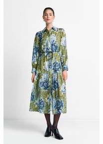 Midikleid RICHROYAL, Damen, Gr. 38, N-Gr, urban lime, Web, Obermaterial: 84% Baumwolle, 16% Seide, ca. Mitte Wade, Manschette, Kleider Midikleid, mit Pfingstrosenprint