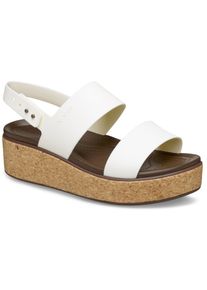 Keilsandalette Crocs "Brooklyn Cork Low Wedge", Damen, Gr. 42, beige (creme), Croslite&trade;, Schuhe Keilsandalette, Plateausandale, Sommerschuh mit Korkplateau