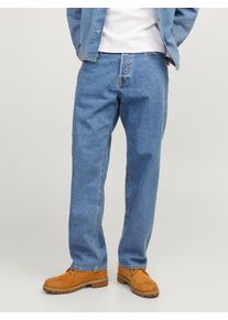 Jack & Jones Relax-fit-Jeans JACK & JONES "JJIEDDIE mit hoher Taille und lockerer Passform", Herren, Gr. 32, L&auml;nge 30, blau denim, Denim/Jeans, Obermaterial: 100% Baumwolle, leichte Abriebeffekte, loose fit lang, Jeans Relax-fit-Jeans, Baumwolle, relax fit
