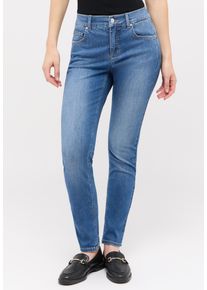 Skinny-fit-Jeans Angels "SKINNY SHAPE", Damen, Gr. 46, L&auml;nge 28, blau (mid blau used), Denim/Jeans, Obermaterial: 85% Baumwolle, 10% Polyester, 5% Elasthan, slim fit lang, Jeans Skinny-fit-Jeans, Slim fit Passform, mit Push-up Effekt, aus Baumwollmischung