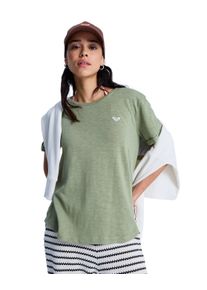 T-Shirt Roxy "Oceanwave Regular Emby", Damen, Gr. XS, gr&uuml;n (oil gr&uuml;n), Obermaterial: 60% Walkfrottier, 40% Microfaser;, Shirts T-Shirt