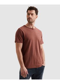 PME-Legend T-Shirt PME LEGEND "Short Sleeve Jacquard Striped", Herren, Gr. M, roan rouge, Web, Obermaterial: 100% Baumwolle, unifarben, regular fit normal, Rundhals, Shirts T-Shirt, mit Rundhals, Baumwoll-Qualit&auml;t