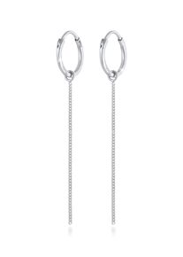 Paar Creolen Elli "Ohrringe Creolen Ohrh&auml;nger Einh&auml;nger Kettchen 925 Silber" Gr. 54, silber, Ohrringe, Damen, ohne Stein, Silber 925 (Sterlingsilber), Paar Creolen