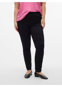 Slim-fit-Jeans Vero Moda CURVE "VMPHIA HR SK SOFT VI110 GA CUR NOOS", Damen, Gr. 46, L&auml;nge 32, schwarz, Denim/Jeans, Obermaterial: 67% Baumwolle, 31% Polyester, 2% Elasthan, skinny fit, Jeans Slim-fit-Jeans