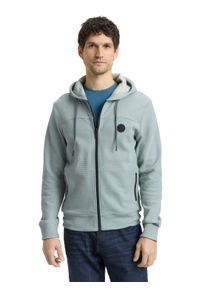 Sweatjacke Tom Tailor, Herren, Gr. L, gr&uuml;n petrol stripe structure, Sweatware, Obermaterial: 90% Baumwolle, 10% Polyester, Strukturmuster, regular fit normal, Rundhals, Rippb&uuml;ndchen, Sweatjacken Sweatjacke, mit Kapuze