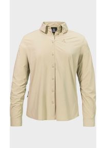 Sch&ouml;ffel Outdoorbluse SCH&Ouml;FFEL "Blouse Style Dunajec WMN", Damen, Gr. 36, 4105, beige, Oberstoff: 85% Polyester, 15% Elasthan, Basic, V-Ausschnitt, Blusen Outdoorbluse