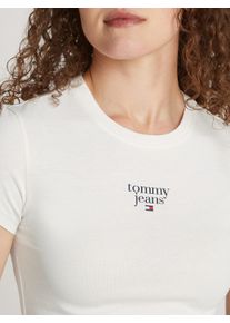 T-Shirt Tommy Jeans CURVE "TJW SLIM ESSENTIAL LOGO1 TEE EXT", Damen, Gr. XXXL(46), wei&szlig; (ancient wei&szlig;), Single Jersey, Obermaterial: 100% Baumwolle, unifarben, figurbetont, Rundhals, Shirts T-Shirt, in Gro&szlig;en Gr&ouml;&szlig;en mit Logoschriftzug