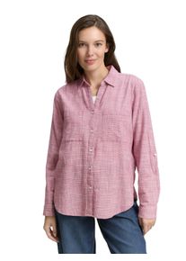 Langarmbluse Tom Tailor "Regular", Damen, Gr. 38, pink (schwarz pink), Web, Obermaterial: 100% Baumwolle, kariert, regular fit h&uuml;ftbedeckend, V-Ausschnitt, Krempel&auml;rmel,mit Kn&ouml;pfen, Blusen Langarmbluse, mit Brusttaschen