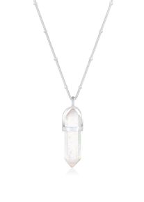 Silberkette Elli "Halskette Stein Quarz Wei&szlig; 925 Sterling Silber" Gr. 60, silber, Halsketten, Damen, mit Stein, Silber 925 (Sterlingsilber), Silberkette