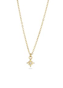 Silberkette Elli "Halskette Stern Wei&szlig; 925 Sterling Silber, mit Kristallen von Swarovski" Gr. 42, gold, Halsketten, Damen, Silber 925 (Sterlingsilber), Silberkette