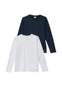 T-Shirt s.Oliver JUNIOR, M&auml;dchen, Gr. 152, wei&szlig;, navy, Jersey, Obermaterial: 100% Baumwolle, unifarben, normal h&uuml;ftbedeckend, Rundhals, Shirts T-Shirt, 2er Pack, Unisex