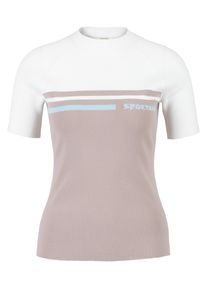 Kurzarmpullover Sportalm KITZB&Uuml;HEL, Damen, Gr. 44, beige sanftes wei&szlig;, Strick, Obermaterial: 62% Viskose, 38% Polyester, gemustert, mehrfarbig, unifarben, slim fit h&uuml;ftlang, Rundhals, Raglan&auml;rmel gerader Abschluss, Pullover Kurzarmpullover, mit Logoprint