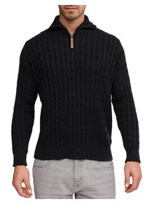 Troyer INDICODE "Rufus", Herren, Gr. XL, schwarz (schwarz mix), Strick, Obermaterial: 100% Baumwolle, unifarben, regular fit normal, ohne Ausschnitt, Rippb&uuml;ndchen, Pullover Troyer, Baumwolle, regular fit