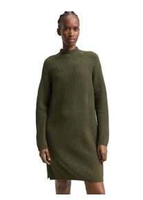 Strickkleid Tom Tailor Denim, Damen, Gr. S, N-Gr, grape leaf gr&uuml;n melange, Rippstrick, Obermaterial: 62% Polyacryl, 25% Polyester, 10% Baumwolle, 3% sonstige Fasern, meliert, regular fit knielang, gerader Abschluss, Kleider Strickkleid, mit Stehkragen