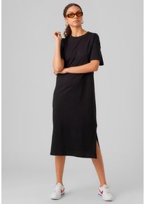 V&eacute;ro Moda Shirtkleid VERO MODA "VMMOLLY SS OVERSIZE CALF DRESS NOOS", Damen, Gr. XS, N-Gr, schwarz, Single Jersey, Obermaterial: 100% Baumwolle, unifarben, regular fit lang, Rundhals, Kleider Shirtkleid, Baumwolle, regular fit