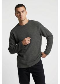 Jack & Jones Langarmshirt JACK & JONES "JPRBLUDEREK LS STRUCTURE TEE", Herren, Gr. M, volcanic ash, Jersey, Obermaterial: 100% Baumwolle, unifarben, relaxed fit, Rundhals, Shirts Langarmshirt