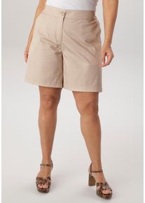 Chinoshorts ANISTON PLUS, Damen, Gr. 46, N-Gr, beige, Web, Obermaterial: 100% Baumwolle, unifarben, bequem kurz, Hosen Chinoshorts, mit Gummizug in der Taille - NEUE KOLLEKTION
