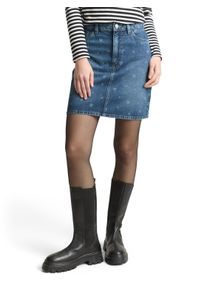 Jeansrock Tom Tailor Denim, Damen, Gr. S, mid blau laser hearts denim, Denim/Jeans, Obermaterial: 100% Baumwolle. Futter: 65% Baumwolle, 35% Polyester, bedruckt, regular fit mini, R&ouml;cke Jeansrock, mit All-Over Print