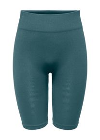 Trainingsshorts Only Play "ONPJAIA LIFE HW RIB CIR LONG SHORTS", Damen, Gr. S, N-Gr, mediterranea, Rippware, Obermaterial: 75% Nylon, 15% Polyamid, 10% Elasthan, unifarben, slim fit knielang, Hosen Trainingsshorts, in feiner Rippstruktur mit Nylon