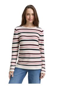 Rundhalspullover Tom Tailor "Regular", Damen, Gr. XS (34), rose ottom, Strick, Obermaterial: 100% Baumwolle, gestreift, regular fit normal, U-Boot-Ausschnitt, Pullover Rundhalspullover, aus Rippstrick