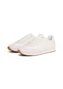 Sneaker Tommy Hilfiger "HERITAGE FASHION RUNNER MIX MAT", Damen, Gr. 37, wei&szlig;, Nappaleder, Schuhe Sneaker, Freizeitschuh, Halbschuh, Schn&uuml;rer mit seitlichem Logoschriftzug