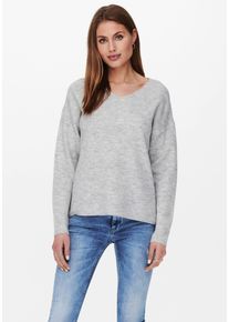Strickpullover Only "ONLCAMILLA V-NECK L/S PULLOVER KNT NOOS", Damen, Gr. S, grau (light grau melange), Strick, Obermaterial: 74% Polyacryl, 24% Polyester, 2% Elasthan, meliert, figurumspielend normal, V-Ausschnitt, Pullover Strickpullover