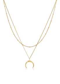 Silberkette Elli "Halskette Layer Mond Sichel Kugelkette 925 Silber" Gr. 40, gold, Halsketten, Damen, Silber 925 (Sterlingsilber), Silberkette