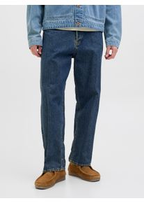 Jack & Jones Relax-fit-Jeans JACK & JONES "JJIEDDIE mit hoher Taille und lockerer Passform", Herren, Gr. 28, L&auml;nge 32, blau (blau denim), Denim/Jeans, Obermaterial: 100% Baumwolle, leichte Abriebeffekte, loose fit lang, Jeans Relax-fit-Jeans, Baumwolle, relax fit