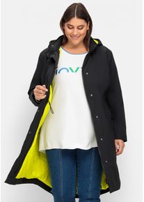 Funktionsmantel sheego, Damen, Gr. 46, schwarz, 64% Baumwolle, 36% Polyamid, Wattierung:100% Polyester, M&auml;ntel Funktionsmantel