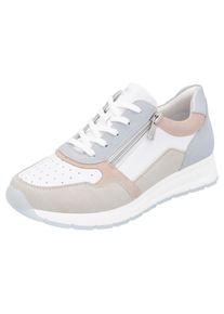 Keilsneaker Remonte, Damen, Gr. 38, grau (hellgrau kombiniert), Leder, Lederimitat, Schuhe Keilsneaker, Freizeitschuh, Halbschuh, Schn&uuml;rschuh mit gepolstertem Schaftrand