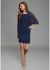 Abendkleid Laura Scott, Damen, Gr. 40, N-Gr, navy, Milano Rib;Chiffon, Obermaterial: 70% Viskose, 25% Polyester, 5% Elasthan. Bluseneinsatz: 100% Polyester, festlich, figurbetont kniefrei, Rundhals, Kleider Abendkleid, f&uuml;r festliche Anl&auml;sse, aus Milano Rib und Chiffon, elastisch, Topseller