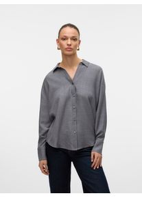 V&eacute;ro Moda Langarmbluse VERO MODA "VMMELANEY QUEENY LS SHIRT WVN NOOS", Damen, Gr. L, excalibur detail:melange, Web, Obermaterial: 100% Polyester, meliert, loose fit Po-bedeckend, V-Ausschnitt, Blusen Langarmbluse, Kunstfaser, loose fit