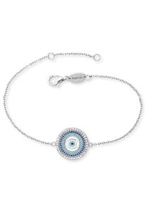 Silberarmband Engelsrufer "LUCKY EYE", bunt (silberfarben, schwarz, blau, wei&szlig;, hellblau, blau, kristallwei&szlig;, hellblau), Armb&auml;nder, Damen, 19cm, Silber 925 (Sterlingsilber), Silberarmband, mit Emaille - mit Zirkonia (synth.)