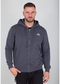 Hoodie Alpha Industries "Basic Zip Hoodie SL", Herren, Gr. XL, grauschwarz, Shell: 80% Cotton, 20% Polyester, regular fit, Sweatshirts Hoodie