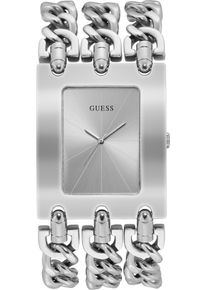 Quarzuhr Guess "HEAVY METAL", silber (silberfarben), Armbanduhren, Damen, Quarzuhr, Armbanduhr, Damenuhr, Armband Kettengliederung