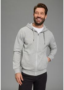 MAN'S WORLD Sweatjacke MAN'S WORLD, Herren, Gr. XL (56/58), marine, angeraute Sweatware, Obermaterial: 60% Baumwolle, 40% Polyester. Obermaterial Melange: 90% Baumwolle, 10% Viskose. Kapuze: 90% Baumwolle, 10% Viskose. Kapuzenfutter: 60% Baumwolle, 40% Polyester, unifarben, Basic, normal, angesetztes B&uuml;ndchen, Sweatjacken Sweatjacke, mit Kapuze und Kordelzug, aus angerauter Sweatware